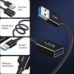 LivX Rope 5Gbps Hızlı Veri Aktarımı USB 3.0 Erkek Dişi Uzatma Kablosu Halat Örgülü (3 Metre) - Seçenekler: 3 Metre, 2 Metre, 5 Metre