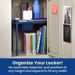 LockerMate Ayarlanabilir Raf Dolap Rafı ve Düzenleyici, Dolabınıza Uyacak Şekilde Uzatılır, Kullanımı Kolay, Okul, İş, Spor Salonu için Mükemmel, Saklama Çekmecesi Dahil, Mavi (5025-NVY)