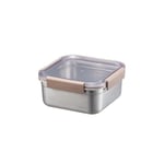 LocknLock Paslanmaz Çelik Fırın & Saklama Kabı Kare Kilitli 1.3 Lt ml - Kahverengi
