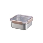 LocknLock Paslanmaz Çelik Fırın & Saklama Kabı Kare Kilitli 1.3 Lt ml - Kahverengi
