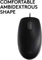 Logitech B110 kablolu USB fare, sessiz tuşlar, tam boyutlu konforlu tasarım, iki elle kullanılabilir PC/Mac/Laptop - Gri