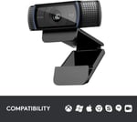 Logitech C920 HD Pro Webcam (USB, otomatik odaklama, mikrofon) siyah