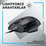 Logitech G G502 X Kablolu Oyun Mouse'u, LIGHTFORCE Hibrit Optik-Mekanik Ana Anahtarlar, HERO 25K Oyun Sensörü, MacOS, Windows ve PC ile Uyumlu, Siyah