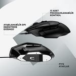 Logitech G G502 X Kablolu Oyun Mouse'u, LIGHTFORCE Hibrit Optik-Mekanik Ana Anahtarlar, HERO 25K Oyun Sensörü, MacOS, Windows ve PC ile Uyumlu, Siyah
