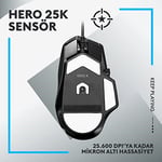 Logitech G G502 X Kablolu Oyun Mouse'u, LIGHTFORCE Hibrit Optik-Mekanik Ana Anahtarlar, HERO 25K Oyun Sensörü, MacOS, Windows ve PC ile Uyumlu, Siyah