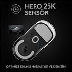 Logitech G PRO X SUPERLIGHT Kablosuz LIGHTSPEED Oyuncu Mouse, 25.600 DPI, HERO Sensör, 5 Özelleştirilebilir Tuş, 1 ms Bildirim Hızı, Uzun Pil Ömrü, PC / Mac ile Uyumlu, Beyaz