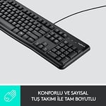 Logitech K120 USB Kablolu Klavye, Sayısal Tuş Takımına Sahip, Sıvı Dökülmelerine Dayanıklı, Türkçe Q Klavye, Siyah