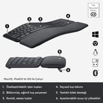 Logitech K860 ERGO Gelişmiş Ergonomik Kablosuz Klavye, Bilek Desteği, Bluetooth ve USB Bağlantılı, Sessiz, Özelleştirilebilir Tuşlu, Konforlu Bölünmüş Türkçe Q Klavye, Siyah