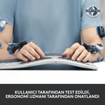 Logitech K860 ERGO Gelişmiş Ergonomik Kablosuz Klavye, Bilek Desteği, Bluetooth ve USB Bağlantılı, Sessiz, Özelleştirilebilir Tuşlu, Konforlu Bölünmüş Türkçe Q Klavye, Siyah