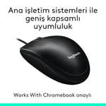 Logitech M100 USB Kablolu Mouse, PC, Mac, Dizüstü Bilgisayar ile Uyumlu, 1000 DPI Optik İzleme, Sağ ve Sol Elle Kullanıma Uygun, Siyah - Seçenekler: Karton Kutu