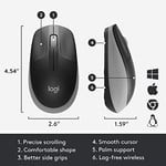 Logitech M190 kablosuz fare, iki elle kullanım için kavisli tasarım, 18 ay pil ömrü artı güç tasarrufu modu, USB alıcısı, geniş tekerlek ve tuşlar sayesinde hassas kontrol, gri