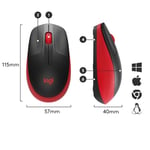 Logitech M190 kablosuz fare, iki elle kullanım için kavisli tasarım, 18 ay pil ömrü artı güç tasarrufu modu, USB alıcısı, geniş tekerlek ve tuşlar sayesinde hassas kontrol - kırmızı