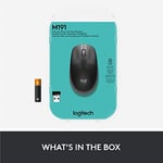 Logitech M190 kablosuz fare, iki elle kullanım için kavisli tasarım, 18 ay pil ömrü artı güç tasarrufu modu, USB alıcısı, geniş tekerlek ve tuşlar sayesinde hassas kontrol, gri