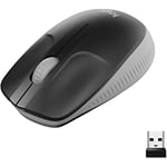 Logitech M190 kablosuz fare, iki elle kullanım için kavisli tasarım, 18 ay pil ömrü artı güç tasarrufu modu, USB alıcısı, geniş tekerlek ve tuşlar sayesinde hassas kontrol, gri
