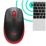 Logitech M190 kablosuz fare, iki elle kullanım için kavisli tasarım, 18 ay pil ömrü artı güç tasarrufu modu, USB alıcısı, geniş tekerlek ve tuşlar sayesinde hassas kontrol - kırmızı