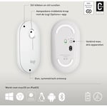 Logitech M350s Pebble Mouse 2 İnce Bluetooth Kablosuz Mouse, Taşınabilir, Hafif, Özelleştirilebilir Tuş, Sessiz Tıklama, Windows, macOS, iPadOS, Android, Chrome İşletim Sistemleri, Easy-Switch, Beyaz