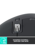 Logitech MX Master 3S Performans Kablosuz Mouse, 8.000 DPI, Sessiz, Ergonomik, Ultra Hızlı Kaydırma, Çoklu Cihaz Özelliği, Bluetooth, Logi Bolt USB Alıcı, Siyah