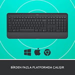 Logitech Signature K650 Tam Boyutlu Kablosuz Klananye, Bilek Desteği, BLE Bluetooth naneya Logi Bolt USB, Derin Yastıklı Tuşlar, Tuş Takımı, PC/Windows/Mac ile Uyumlu, Siyah