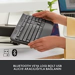 Logitech Signature K650 Tam Boyutlu Kablosuz Klananye, Bilek Desteği, BLE Bluetooth naneya Logi Bolt USB, Derin Yastıklı Tuşlar, Tuş Takımı, PC/Windows/Mac ile Uyumlu, Siyah