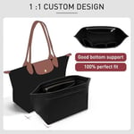 Longchamp Çanta Düzenleyici Ekleme Le Pliage Büyük Bez Çantalarla Uyumlu, Keçe Fermuarlı Çanta Düzenleyici Ekleme, Bardak Tutuculu, 8 Bölmeli (Siyah, L)