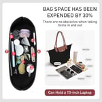 Longchamp Çanta Düzenleyici Ekleme Le Pliage Büyük Bez Çantalarla Uyumlu, Keçe Fermuarlı Çanta Düzenleyici Ekleme, Bardak Tutuculu, 8 Bölmeli (Siyah, L)