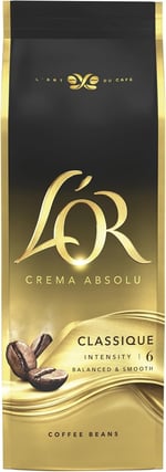 L'OR Crema Absolu Çekirdek Kahve, Yoğunluk 6, Dengeli Lezzet ve Yumuşak İçim, 500 Gram