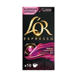 L'OR - Espresso Kahve - India - Origins Collection - Yoğunluk 10 - Tatlımsı ve Hafif Baharat Notaları - 1 Paket x 10 Alüminyum Kapsül x 10 Kutu