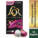 L'OR - Espresso Kahve - India - Origins Collection - Yoğunluk 10 - Tatlımsı ve Hafif Baharat Notaları - 1 Paket x 10 Alüminyum Kapsül x 10 Kutu