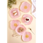 Lora Bianca Alba 21 Cm Pembe Çiçek Desen Pasta Servis Sunum Tabağı Seti