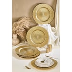 Lora Bianca Victorian 6'lı Gold Cam Supla Tabak Seti 32 Cm Gold