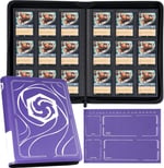 Lorcana Kartları için Bağlayıcı, Premium 9 Cepli Ticaret Kartı Albümü, 500 Cepli ve Playmat Lorcana Kartları, Jetonlar ve Kurallar sayfasıyla uyumlu - Klasik Mor