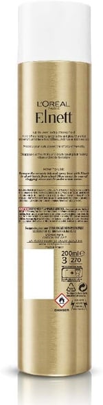 L'Oreal Paris Elnett Ekstra Güçlü Tutuşlu Saç Spreyi, 24 saate kadar ekstra güçlü tutuş ve doğal görünümlü parlaklık sağlar, temiz ve yeniden şekillendirmeye hazır hissettirir, 200 ml.
