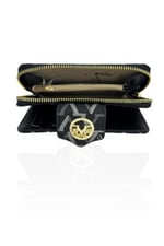 Louisiana Polo 19V69 İtalya Kadın Cüzdanı, Siyah Monogram Desen, 16x10x2 cm, 12 Kart Gözü, Bozuk ve Kağıt Para Bölmeli