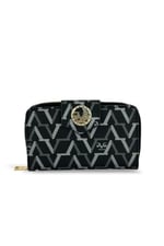 Louisiana Polo 19V69 İtalya Kadın Cüzdanı, Siyah Monogram Desen, 16x10x2 cm, 12 Kart Gözü, Bozuk ve Kağıt Para Bölmeli