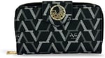 Louisiana Polo 19V69 İtalya Kadın Cüzdanı, Siyah Monogram Desen, 16x10x2 cm, 12 Kart Gözü, Bozuk ve Kağıt Para Bölmeli