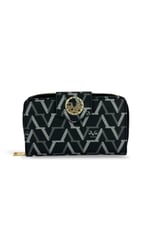 Louisiana Polo 19V69 İtalya Kadın Cüzdanı, Siyah Monogram Desen, 16x10x2 cm, 12 Kart Gözü, Bozuk ve Kağıt Para Bölmeli