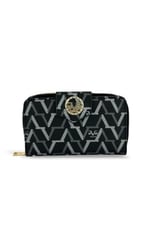 Louisiana Polo 19V69 İtalya Kadın Cüzdanı, Siyah Monogram Desen, 16x10x2 cm, 12 Kart Gözü, Bozuk ve Kağıt Para Bölmeli