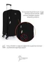 Louisiana Polo Orta ve Kabin Boy Valiz Seti 4 Teker Kumaş Valiz Siyah 1081