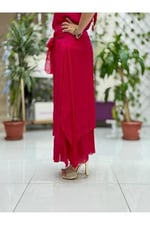 LS79796 Önden Bağlamalı İtalyan İpek Etek Fuşya