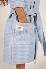 Luckka Pike Çocuk Bornoz Waffle Kumaş - ZTWAF00 2-4 Yaş Mavi