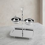 Lucky Art Kelebek Detaylı Katlı Çelik Tepsi Ve Çerezlik Seti