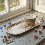 Lucky Art Rosea Bone Tek Kisilik Tepsili Cay Fincan Seti