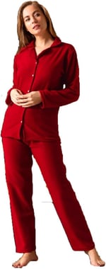 Lukitus Kadın Gömlek Yaka Polar Pijama Takımı