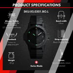 Luminox Leatherback SEA Turtle Blackout XS.0301.BO.L Erkek Saati Küçük 39 mm - Askeri Saat Siyah Tarih Göstergeli 100 m Su Geçirmez, Schwarz, Bant