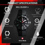 Luminox Leatherback SEA Turtle XS.0301.L Erkek Saati Küçük 39 mm - Askeri Saat Siyah Tarih Göstergeli 100 m Su Geçirmez, Schwarz, Bant