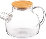 Luna Borosilikat Cam Demlik 1.5 L – Bambu Kapaklı, Isıya Dayanıklı Çaydanlık
