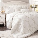 Lush Decor Avon 3 Parça Yorgan Seti, Nötr, Tam/Queen - Seçenekler: Full/Queen, King, Tam / Queen