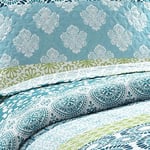 Lush Decor Bohem Çizgili, Pamuk, Mavi ve Yeşil, kral - Seçenekler: Twin-XL, Full/Queen, King, Tam / Queen, Yorgan, Yorgan Seti