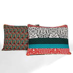 Lush Decor Boho Çizgili Yorgan Ters Çevrilebilir 3 Parça Bohem Tasarım Yatak Seti - King - Turkuaz ve Mandalina - Seçenekler: Kapitone seti, Yorgan, Yorgan seti, King, Tam / Queen...