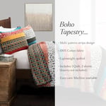 Lush Decor Boho Çizgili Yorgan Ters Çevrilebilir 3 Parça Bohem Tasarım Yatak Seti - King - Turkuaz ve Mandalina - Seçenekler: Kapitone seti, Yorgan, Yorgan seti, King, Tam / Queen...